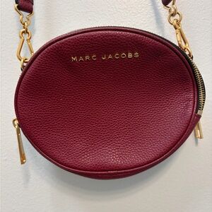 Marc Jacobs Round Mini Crossbody Bag in Burgundy with Gold Hardware